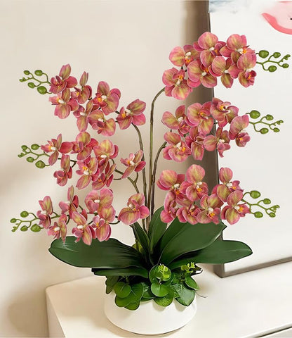 6Pcs Purple Orchids Artificial Flowers, 25" Silk Orchid That Look Real