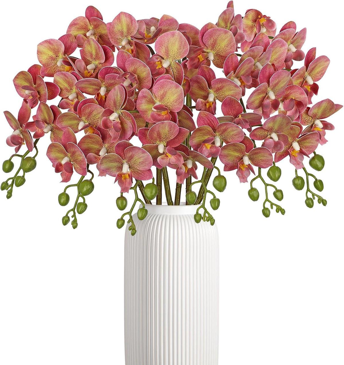 6Pcs Purple Orchids Artificial Flowers, 25" Silk Orchid That Look Real