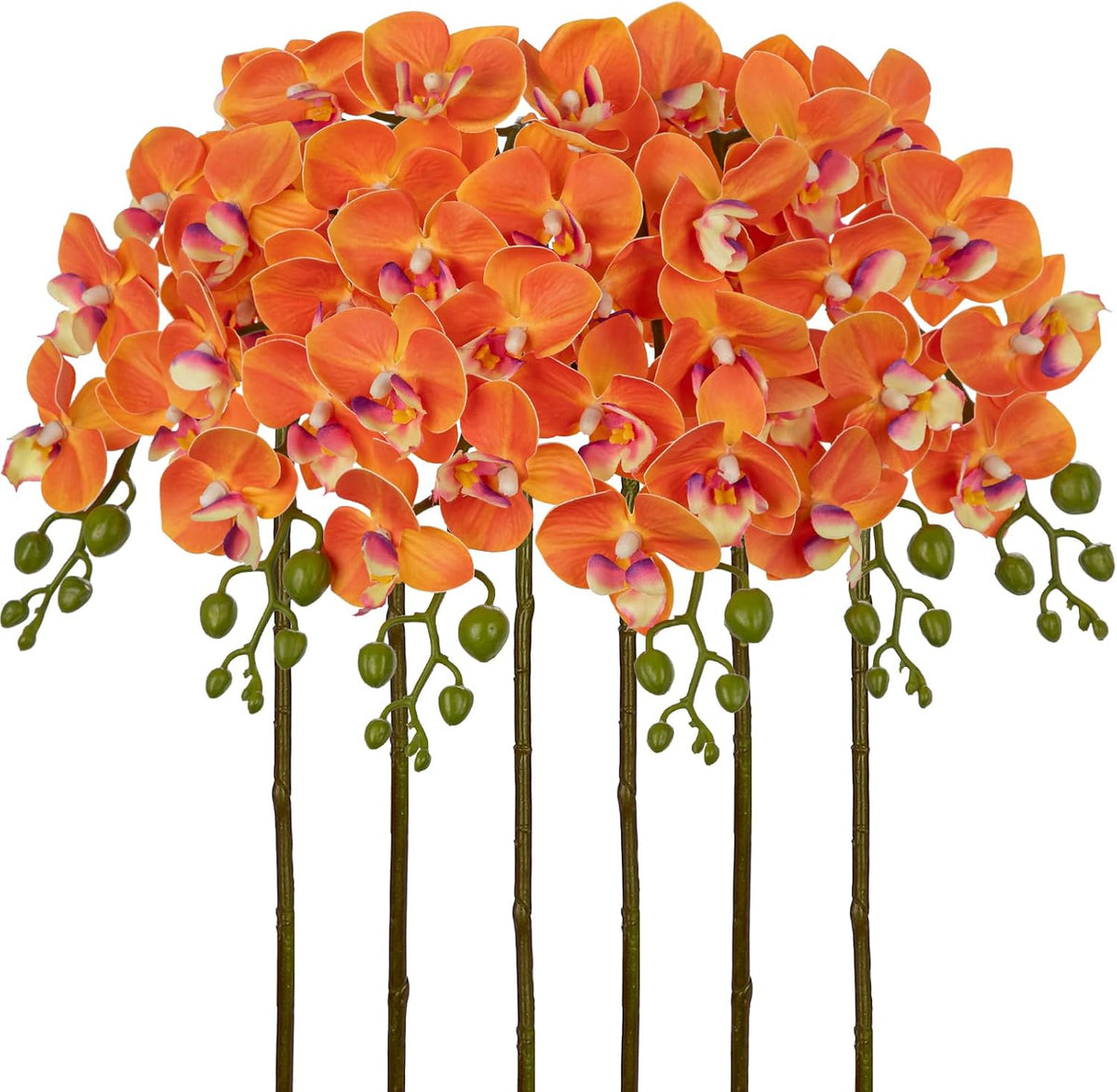 6Pcs Purple Orchids Artificial Flowers, 25" Silk Orchid That Look Real