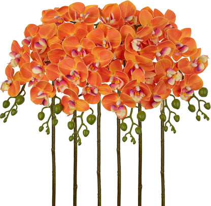 6Pcs Purple Orchids Artificial Flowers, 25" Silk Orchid That Look Real