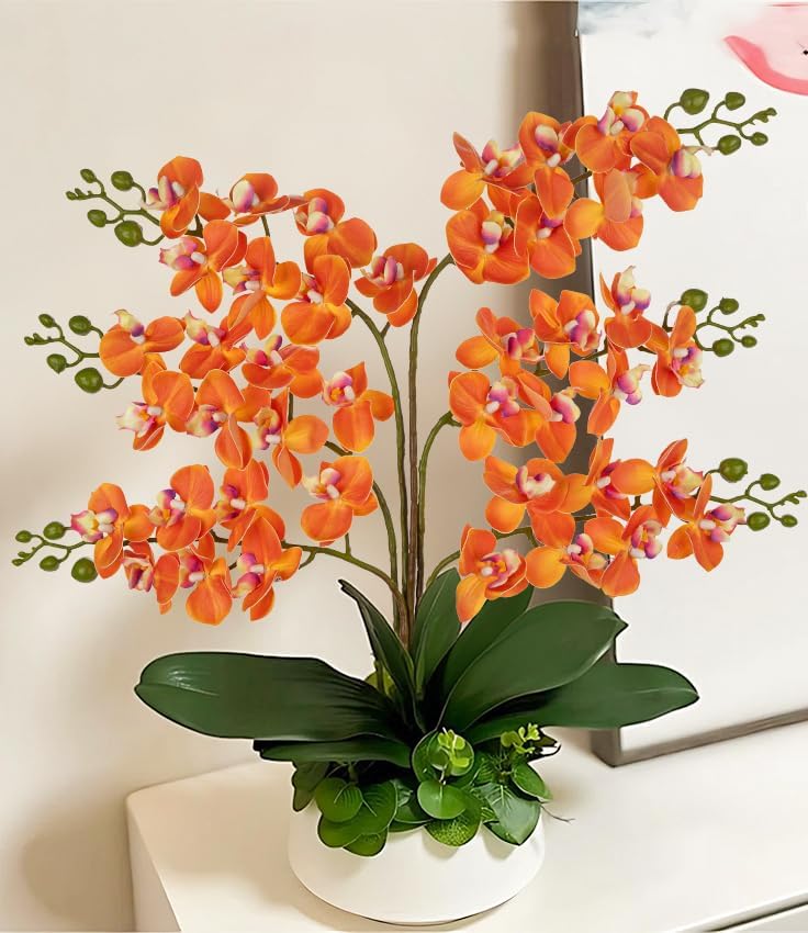 6Pcs Purple Orchids Artificial Flowers, 25" Silk Orchid That Look Real