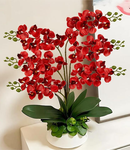 6Pcs Purple Orchids Artificial Flowers, 25" Silk Orchid That Look Real