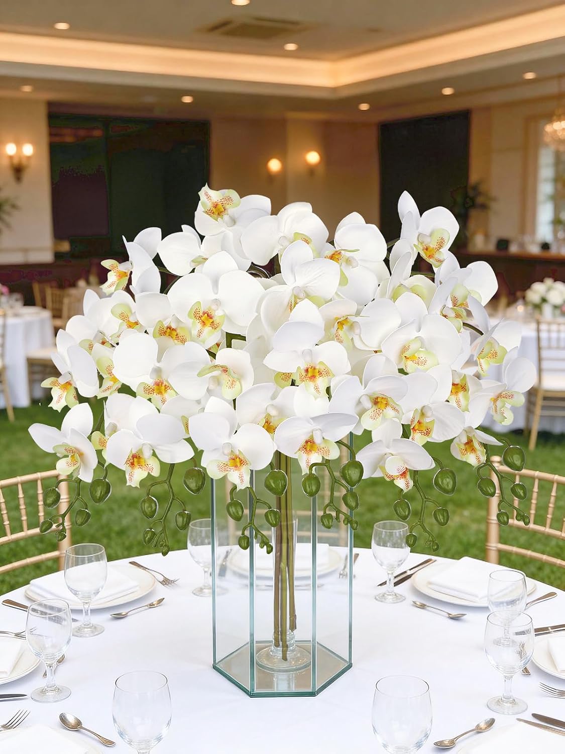 6Pcs Purple Orchids Artificial Flowers, 25" Silk Orchid That Look Real
