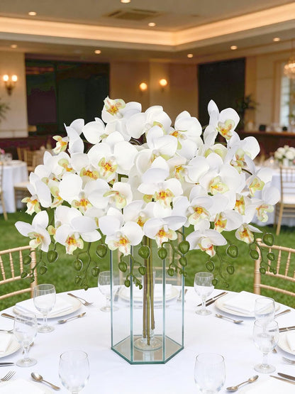 6Pcs Purple Orchids Artificial Flowers, 25" Silk Orchid That Look Real