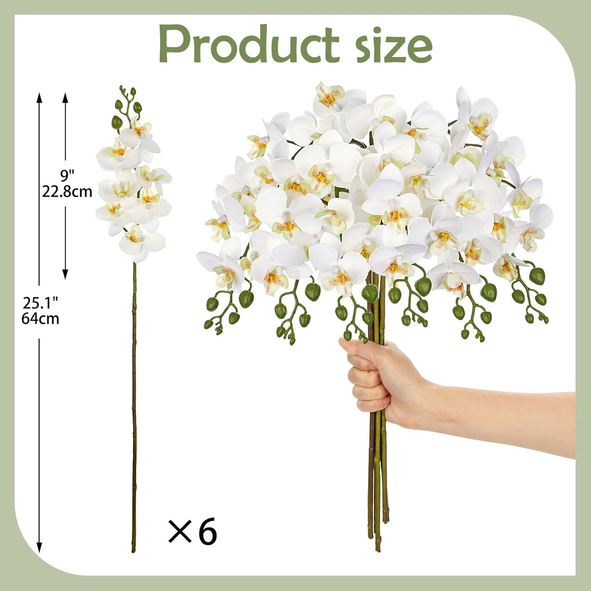 6Pcs Purple Orchids Artificial Flowers, 25" Silk Orchid That Look Real