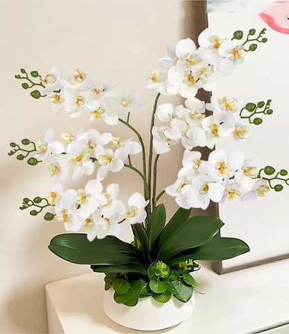 6Pcs Purple Orchids Artificial Flowers, 25" Silk Orchid That Look Real