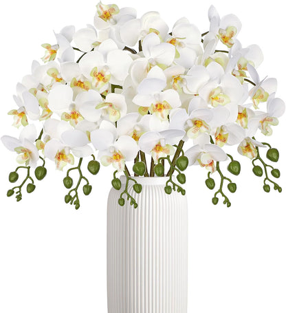 6Pcs Purple Orchids Artificial Flowers, 25" Silk Orchid That Look Real