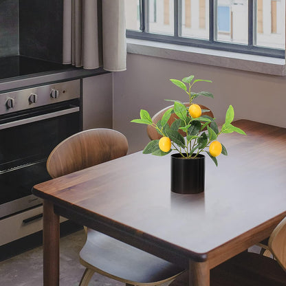 Faux Lemon Tree for Kitchen Decor, 14.6 Inch Fake Lemon Citrus Tree with White Pot, Artificial Plant Indoor for Home Office Desk