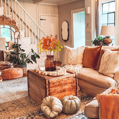 4Pcs Artificial Maple Leaves Branches 21.6in Fake Fall Leaves Stems Plants Outdoor Greenery for Home Kitchen Farmhouse Thanksgiving Table Centerpiece Fireplace Halloween Décor Orange