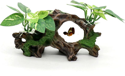 Aquarium Decor Ornaments Artifical Driftwood Cave Fish Tank Decorations Silk Aquarium Plants for Betta Fish Tank Accessories