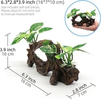Aquarium Decor Ornaments Artifical Driftwood Cave Fish Tank Decorations Silk Aquarium Plants for Betta Fish Tank Accessories