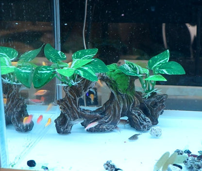 Aquarium Decor Ornaments Artifical Driftwood Cave Fish Tank Decorations Silk Aquarium Plants for Betta Fish Tank Accessories