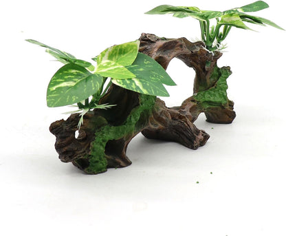 Aquarium Decor Ornaments Artifical Driftwood Cave Fish Tank Decorations Silk Aquarium Plants for Betta Fish Tank Accessories