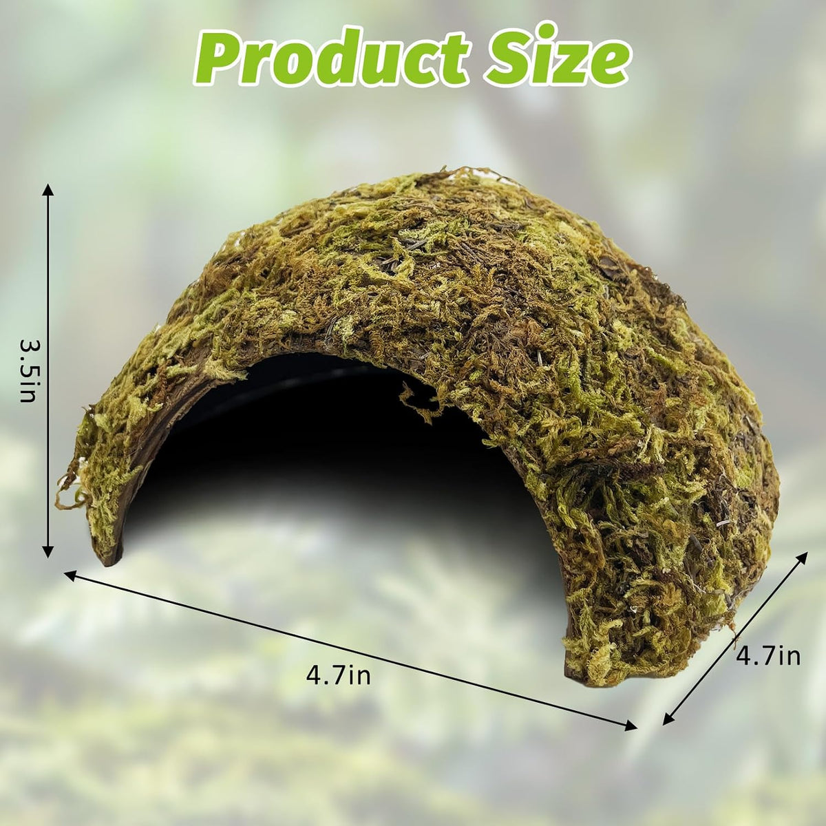 Hamster Hideout Natural Mossy Cave Hamster Houses and Hideouts Moss Covered Coconut Enclosed Hiding Hut for Mice Habitat Hamster Cage Accessories for Dwarf Gerbil Syrian Fancy Mouse