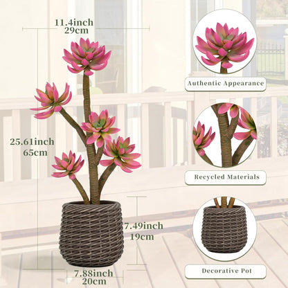32” Artificial Cactus Plants, Tall Artificial Plants Outdoor, Tall Fake Cacti Plant UV-Resistant in White Pot, Faux Floor Plants for Indoor Home Office Hotel Bedroom Patio Balcony Garden