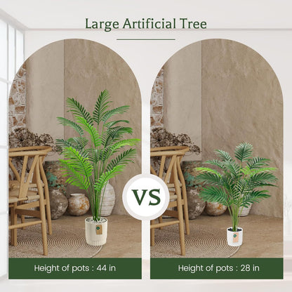 44'' Artificial Palm Tree Large Fake Tropical Faux Plants Indoor and Outdoor Tall for Home Bathroom Porch Outside Patio Decor (Light Beige Pot)