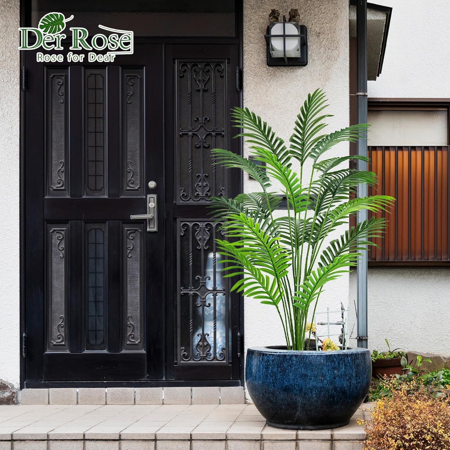 44'' Artificial Palm Tree Large Fake Tropical Faux Plants Indoor and Outdoor Tall for Home Bathroom Porch Outside Patio Decor (Light Beige Pot)