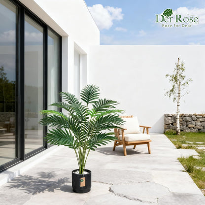 44'' Artificial Palm Tree Large Fake Tropical Faux Plants Indoor and Outdoor Tall for Home Bathroom Porch Outside Patio Decor (Light Beige Pot)