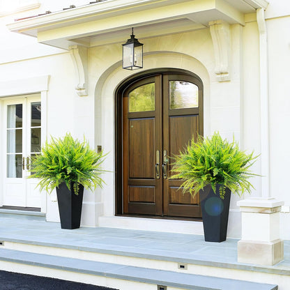 12 Bundles Artificial Boston Ferns Fake Plants Outdoor Greenery Stems Faux Shrubs UV Resistant No Fade Plastic Grass Plants for Garden Front Porch Table Window Box Home Decorations（Green）