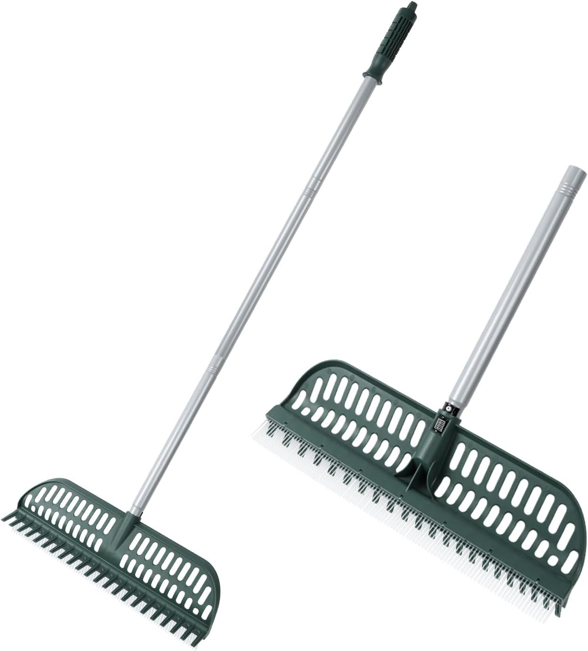 Artificial Turf Rake, 47" to 63" Adjustable Long Handle with 18" Wide Head – Turf Rake for Artificial Grass, Carpet, Lawn Sweeper, Pet Hair & Debris Remover