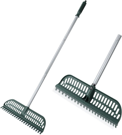 Artificial Turf Rake, 47" to 63" Adjustable Long Handle with 18" Wide Head – Turf Rake for Artificial Grass, Carpet, Lawn Sweeper, Pet Hair & Debris Remover
