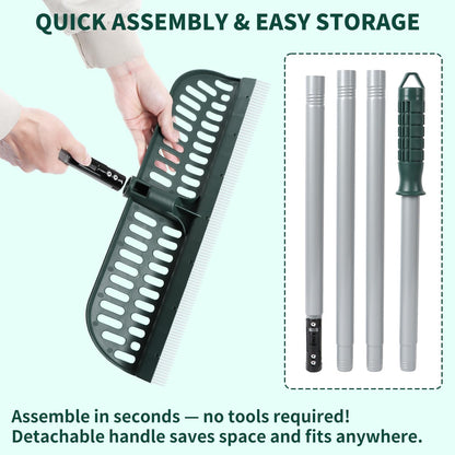 Artificial Turf Rake, 47" to 63" Adjustable Long Handle with 18" Wide Head – Turf Rake for Artificial Grass, Carpet, Lawn Sweeper, Pet Hair & Debris Remover