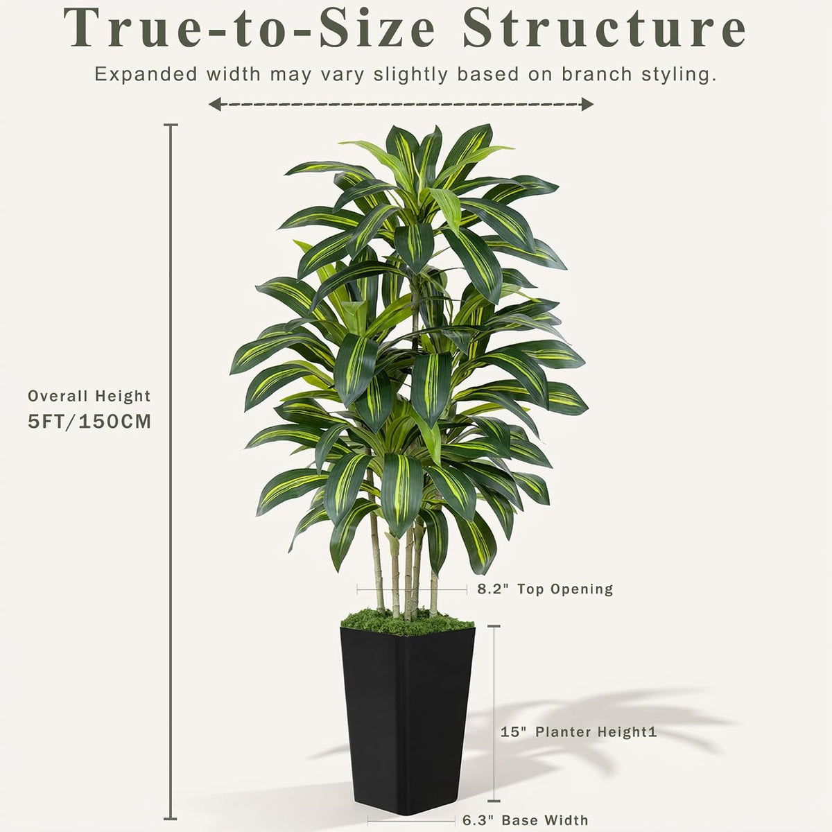 Dracaena Plant Artificial Tree 7Ft Tall Fake Tropical Floor Plants Potted (Real Touch) Artificial Silk Tree Leaf Faux Trees White Tall Planter for Home Office Living Room Indoor Outdoor Decor