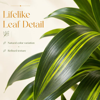 Dracaena Plant Artificial Tree 7Ft Tall Fake Tropical Floor Plants Potted (Real Touch) Artificial Silk Tree Leaf Faux Trees White Tall Planter for Home Office Living Room Indoor Outdoor Decor