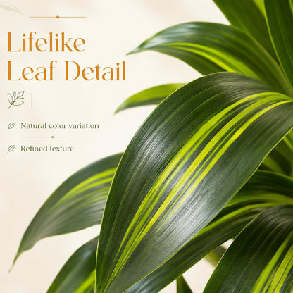 Dracaena Plant Artificial Tree 7Ft Tall Fake Tropical Floor Plants Potted (Real Touch) Artificial Silk Tree Leaf Faux Trees White Tall Planter for Home Office Living Room Indoor Outdoor Decor
