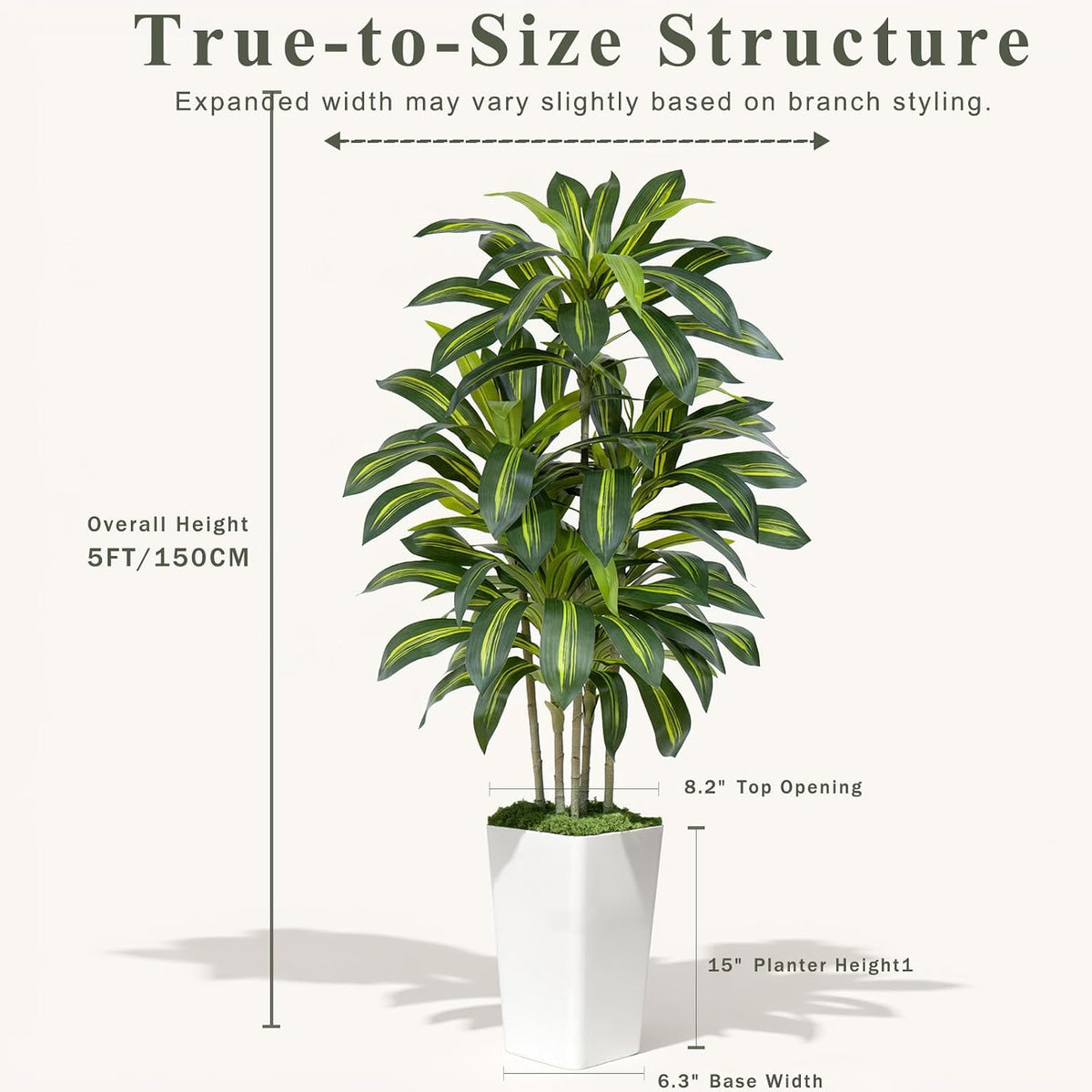 Dracaena Plant Artificial Tree 7Ft Tall Fake Tropical Floor Plants Potted (Real Touch) Artificial Silk Tree Leaf Faux Trees White Tall Planter for Home Office Living Room Indoor Outdoor Decor