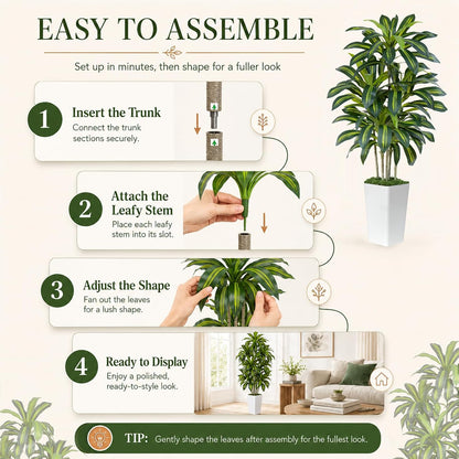 Dracaena Plant Artificial Tree 7Ft Tall Fake Tropical Floor Plants Potted (Real Touch) Artificial Silk Tree Leaf Faux Trees White Tall Planter for Home Office Living Room Indoor Outdoor Decor