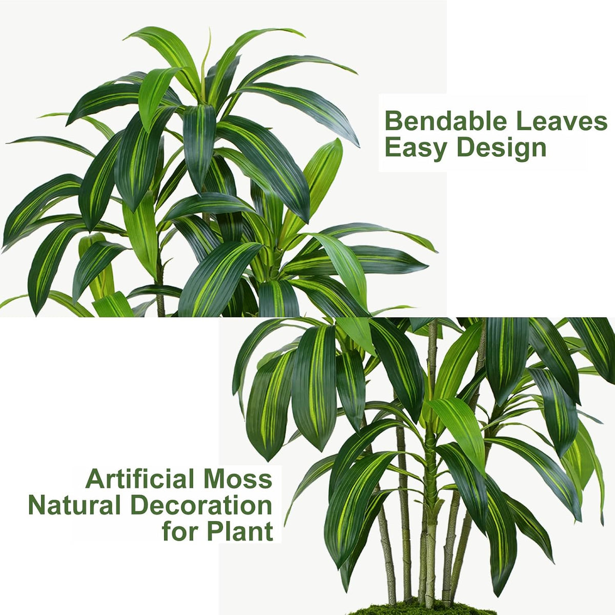 Dracaena Plant Artificial Tree 7Ft Tall Fake Tropical Floor Plants Potted (Real Touch) Artificial Silk Tree Leaf Faux Trees White Tall Planter for Home Office Living Room Indoor Outdoor Decor