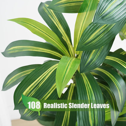 Dracaena Plant Artificial Tree 7Ft Tall Fake Tropical Floor Plants Potted (Real Touch) Artificial Silk Tree Leaf Faux Trees White Tall Planter for Home Office Living Room Indoor Outdoor Decor