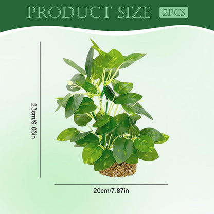 Silk Aquarium Plants (2-Pack) 9.8 Inch Artificial Plastic Fish Fish Habitat Decor, Small to Moderate Size Aquarium Decorations, Safe Green Plants for Freshwater Tanks