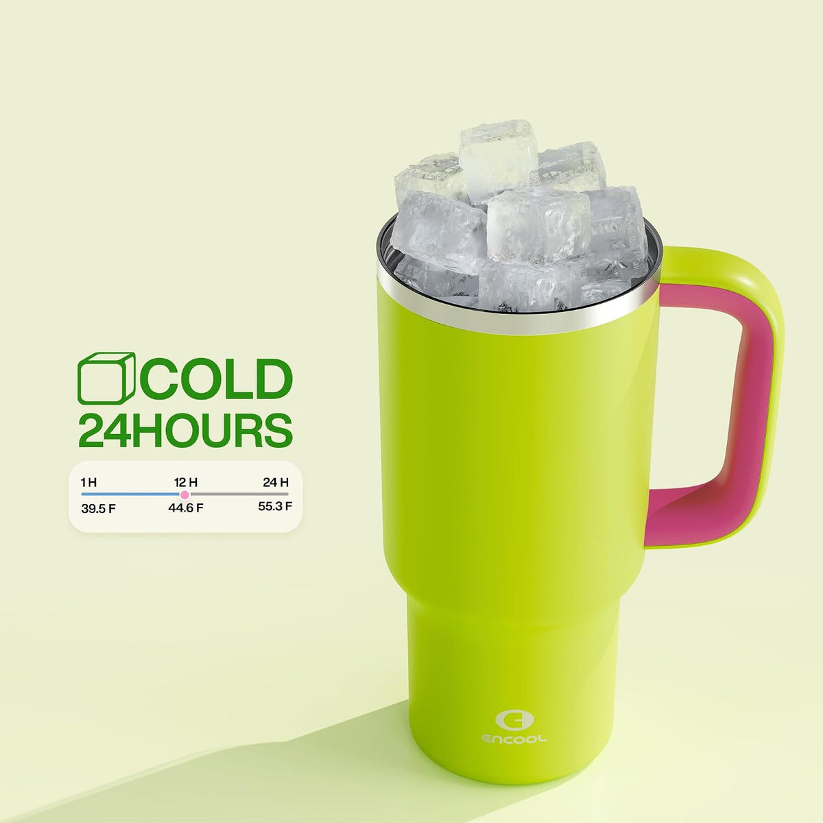 40 oz Tumbler with Handle and Straw: Stainless Steel Insulated Tumbler Keeps Cold for 24 Hours, Leakproof Travel Cup Fits in Cup Holder and BPA-Free, Avenue