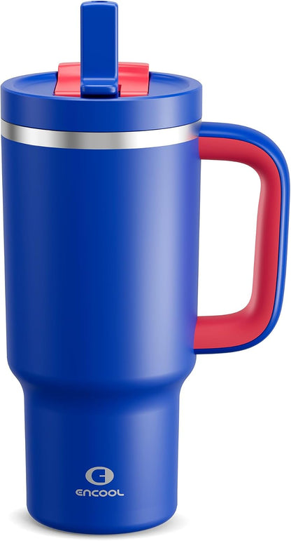 40 oz Tumbler with Handle and Straw: Stainless Steel Insulated Tumbler Keeps Cold for 24 Hours, Leakproof Travel Cup Fits in Cup Holder and BPA-Free, Avenue