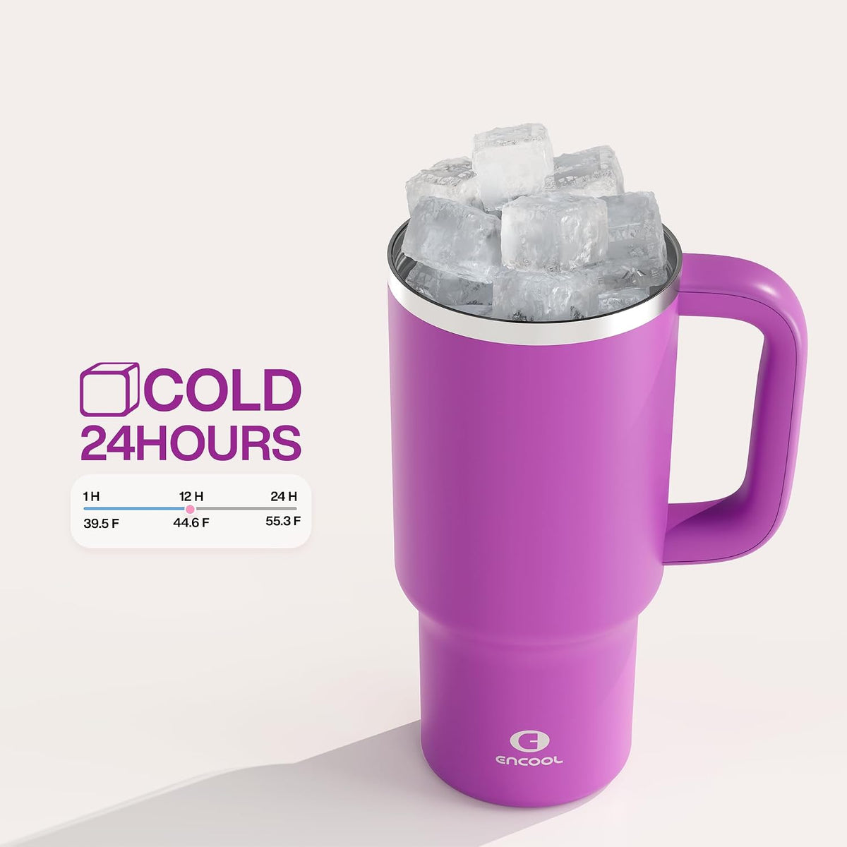 40 oz Tumbler with Handle and Straw: Stainless Steel Insulated Tumbler Keeps Cold for 24 Hours, Leakproof Travel Cup Fits in Cup Holder and BPA-Free, Avenue