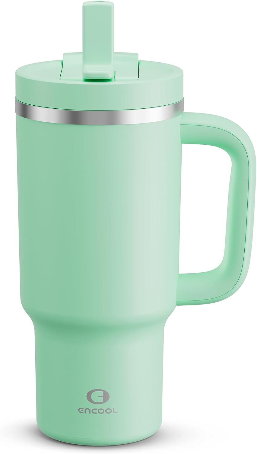 40 oz Tumbler with Handle and Straw: Stainless Steel Insulated Tumbler Keeps Cold for 24 Hours, Leakproof Travel Cup Fits in Cup Holder and BPA-Free, Avenue