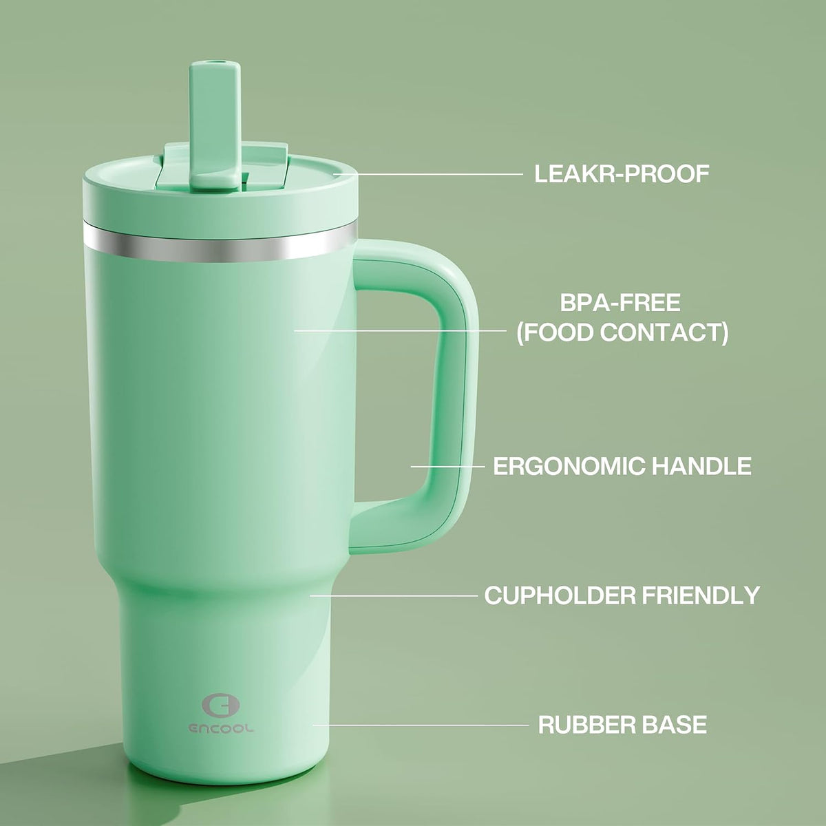 40 oz Tumbler with Handle and Straw: Stainless Steel Insulated Tumbler Keeps Cold for 24 Hours, Leakproof Travel Cup Fits in Cup Holder and BPA-Free, Avenue
