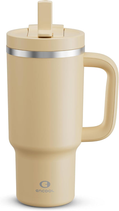 40 oz Tumbler with Handle and Straw: Stainless Steel Insulated Tumbler Keeps Cold for 24 Hours, Leakproof Travel Cup Fits in Cup Holder and BPA-Free, Avenue