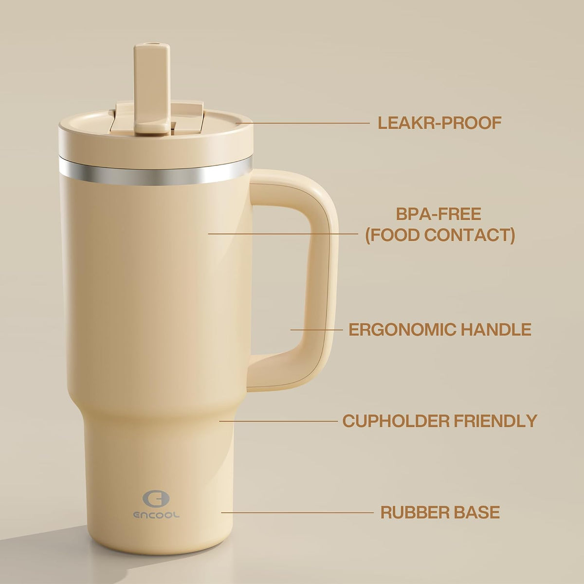 40 oz Tumbler with Handle and Straw: Stainless Steel Insulated Tumbler Keeps Cold for 24 Hours, Leakproof Travel Cup Fits in Cup Holder and BPA-Free, Avenue
