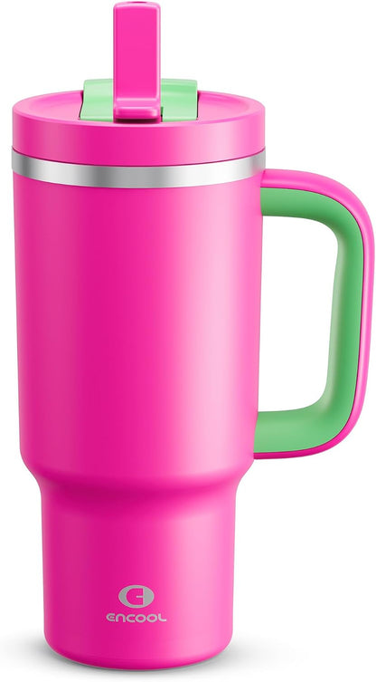 40 oz Tumbler with Handle and Straw: Stainless Steel Insulated Tumbler Keeps Cold for 24 Hours, Leakproof Travel Cup Fits in Cup Holder and BPA-Free, Avenue