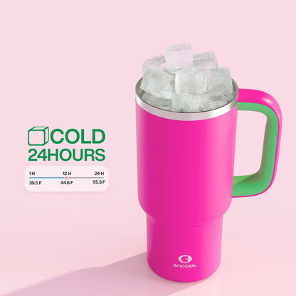 40 oz Tumbler with Handle and Straw: Stainless Steel Insulated Tumbler Keeps Cold for 24 Hours, Leakproof Travel Cup Fits in Cup Holder and BPA-Free, Avenue