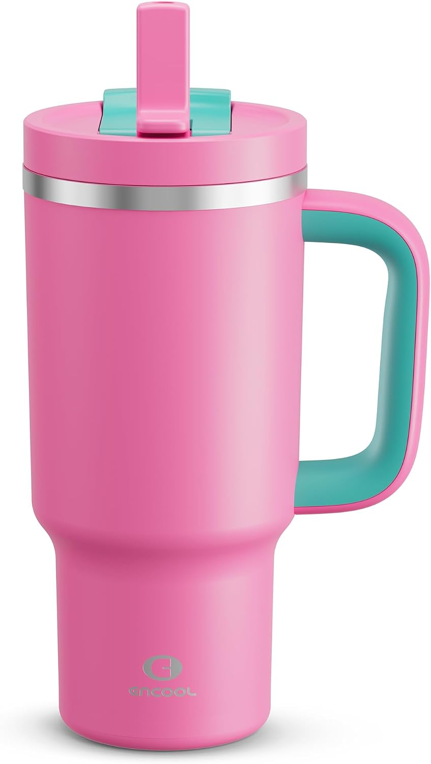 40 oz Tumbler with Handle and Straw: Stainless Steel Insulated Tumbler Keeps Cold for 24 Hours, Leakproof Travel Cup Fits in Cup Holder and BPA-Free, Avenue