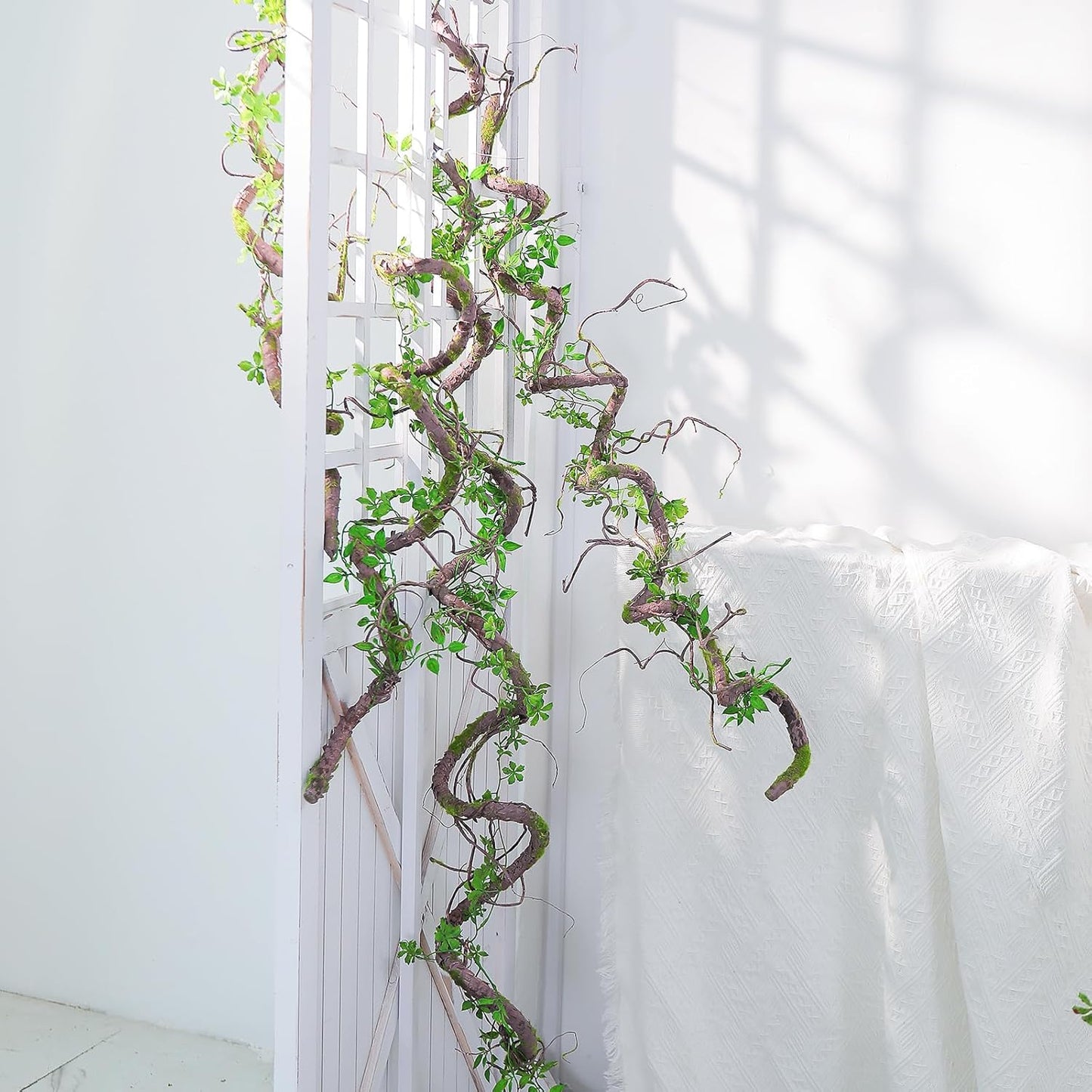 71 Inch Bendable Artificial Tree Vines Twine Branches Moss Greenery Plants Reptile Climbing Garland Twigs for Outdoor Camping Garden Wall Pipes Hanging Halloween Christmas Yules Decoration