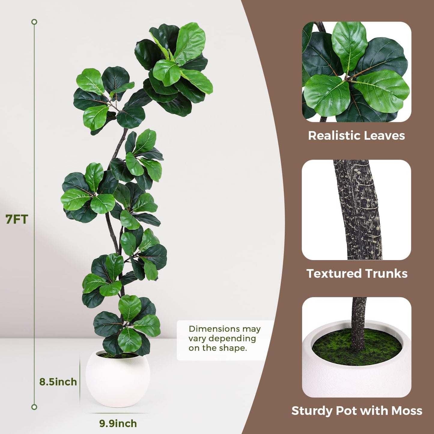 Artificial Fiddle Leaf Tree, 6ft Faux Plant Fake Ficus Lyrata Trees with White Planter, Artificial Fig Trees Floor Plants for House Office Living Room Indoor Home Decor, Housewarming Gift
