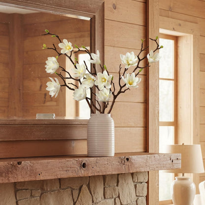 3 Pcs Artificial Magnolia Flowers Stems Faux Magnolia Branches with Buds, 28.3" Long Stems Floral Arrangement for Vase Pot Table Centerpiece Indoor Decor