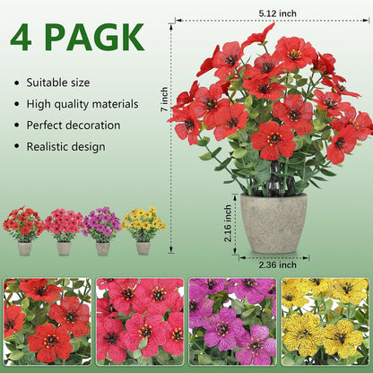 2 Pack Small Fake Plants Potted Artificial Plants Artificial Flowers Potted | Faux Flower Daisy with Eucalyptus Leaves for Home Decor Office Room Farmhouse Indoor Table Bathroom Decor