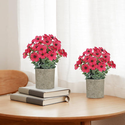 2 Pack Small Fake Plants Potted Artificial Plants Artificial Flowers Potted | Faux Flower Daisy with Eucalyptus Leaves for Home Decor Office Room Farmhouse Indoor Table Bathroom Decor