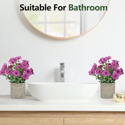 2 Pack Small Fake Plants Potted Artificial Plants Artificial Flowers Potted | Faux Flower Daisy with Eucalyptus Leaves for Home Decor Office Room Farmhouse Indoor Table Bathroom Decor